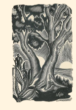 Houtsnede van Denise Acket in 'Korte Arabesken' van Louis Couperus, in de WB-editie uit 1940, bij het verhaal 'Onder de olijven'