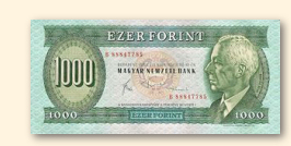 In 1983 werd er een Hongaars bankbiljet van 1000 forint uitgegeven, met daarop de beeltenis van Béla Bartók