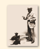 Edward Elgar tegen het einde van zijn leven, hier in 1928 met zijn beide honden