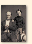 Henry James (1911-1882) en diens zoon, de latere, gelijknamige schrijver. Hier samen op een portret uit 1854