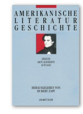 Voorplat van de nieuwste Metzler-editie van 'Amerikanische Literaturgeschichte'. De afbeelding toont ons de schrijver Nathaniel Hawthorne (1804-1864)