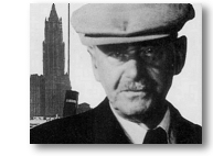 Thomas Mann met op de achtergrond het Empire State Building
