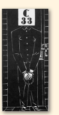 Op deze houtsnede uit 1925 van Frans Masereel is het hoofd van de gevangene vervangen door C.3.3, Oscar Wilde’s nummer in Reading, dat hij tevens gebruikte als pseudoniem voor de uitgave van 1898 van de Ballad