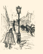 Kind in cape, lantaarns en trekpaarden, Parijs 1905/1906