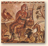 Orpheus betovert de dieren met zijn muziek