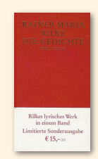 Voorplat met buikbandje van de eenmalige, voordelige dundruk-editie van Rilke’s complete dichtwerken