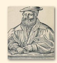 Hans Sachs, beeltenis uit 1545 door Michael Ostendorfer (ca. 1490-1559)