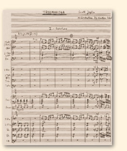 Partituurpagina uit Scott Joplins opera Treemonisha, in de orkestratie van Gunther Schuller