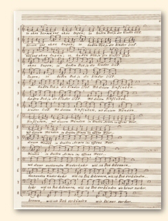 Pagina uit Aus dem Stundenbuch met gezongen teksten