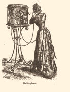 De théatrophone. Illustratie uit 1892 uit een Frans tijdschrift